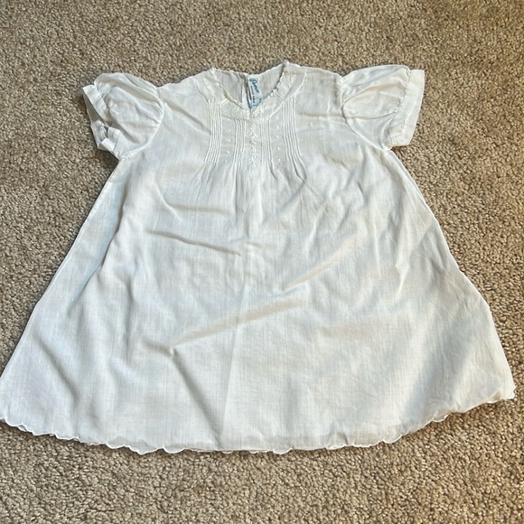 Vintage Pemae White Handmade Embroidered Baby Dress Size 6 Months - Picture 1 of 8